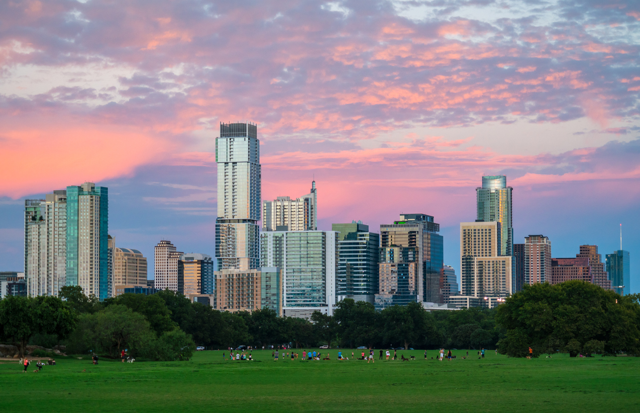 Zilker Park near downtown Austin, Texas TX beautiful sunset